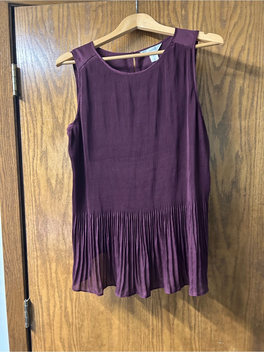 CJ Banks Sleeveless Pleated Hem Tank Top - Plum